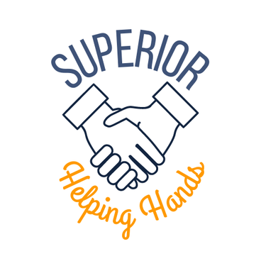 A logo with clasped hands and the words "Superior Helping Hands"