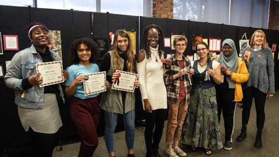 Student winners of the We All Belong exhibit