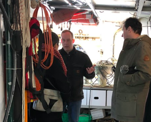 Doug Ricketts gives a tour of UMD's Blue Heron research vessel.