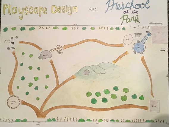 A hand drawn map of a playground.