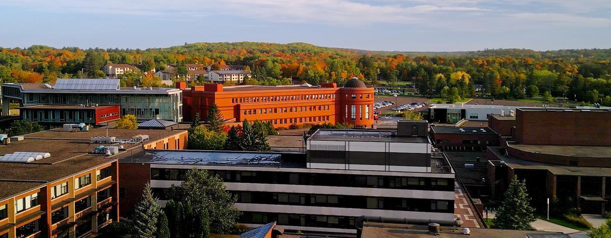 sky view of UMD campus in fall