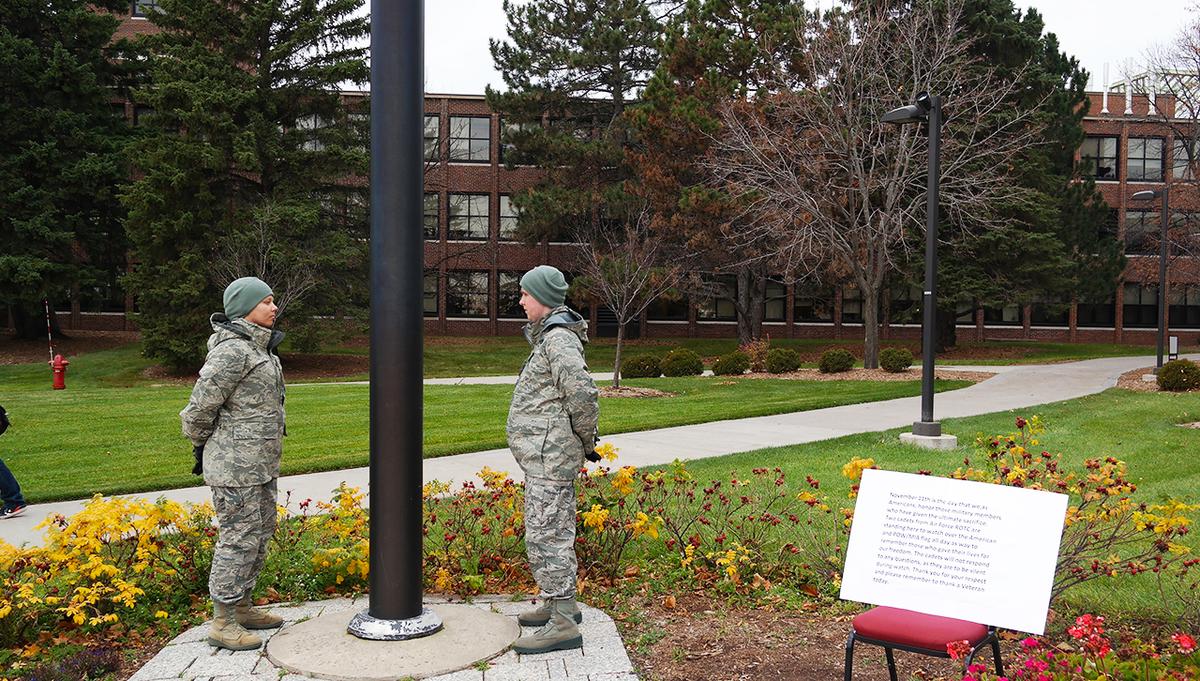UMD's AROTC cadets posting watch during Veterans Day, 2015