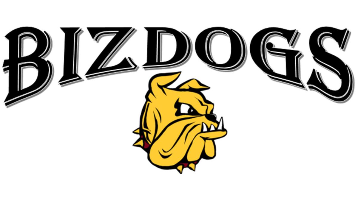 UMD BizDog Living Learning Community logo - Name with Champ head