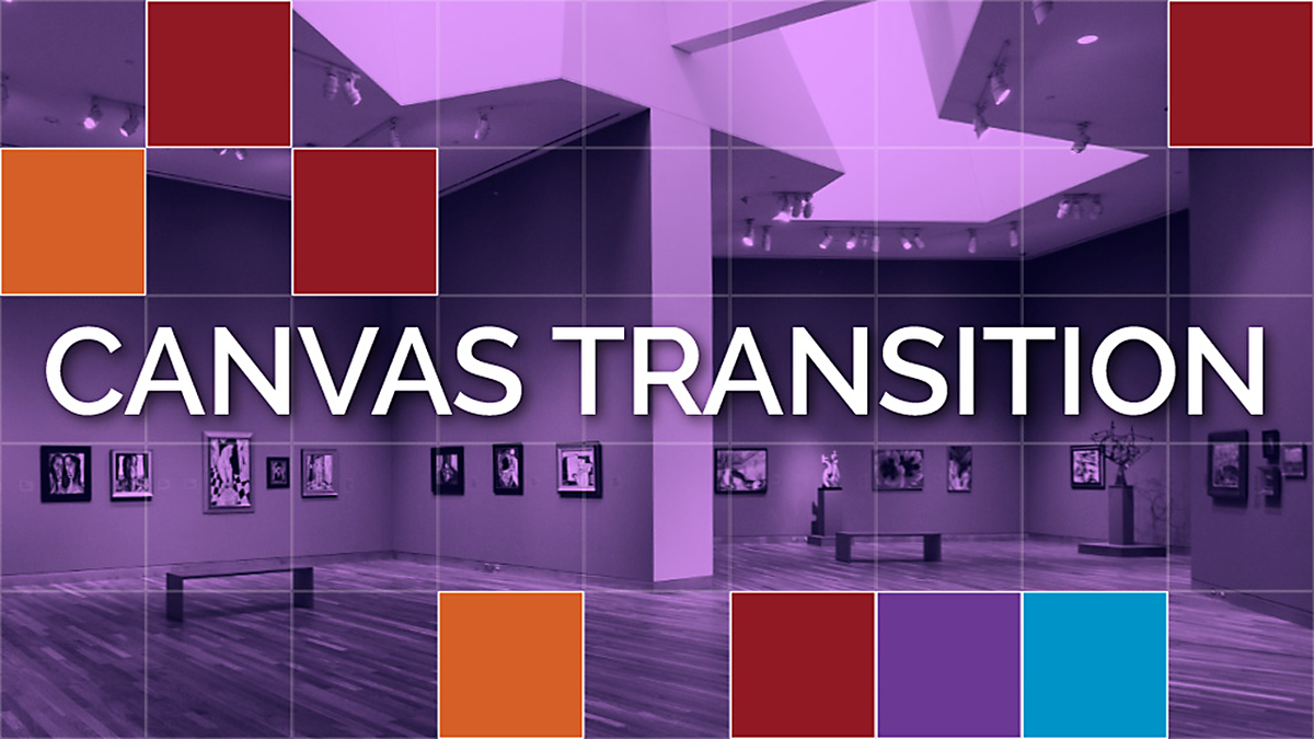 Purple colored gallery image with the words "Canvas Transition" laid over it.