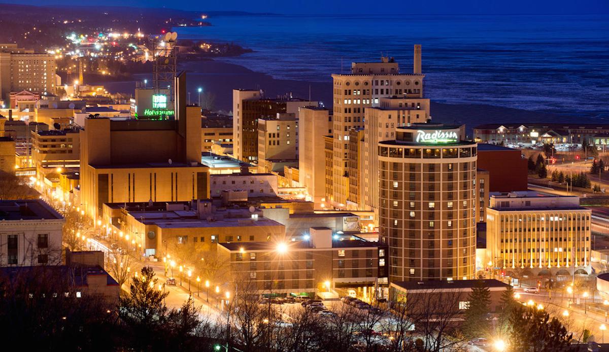 Night scene of the City of Duluth