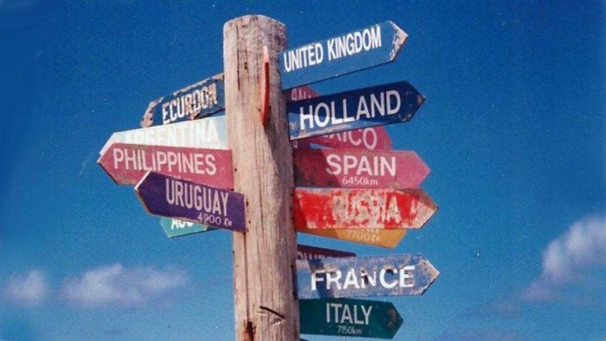 sign post of citys around the world