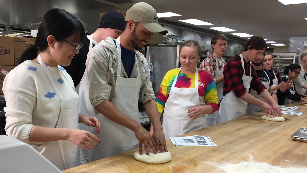 The French culture honors class kneads dough.