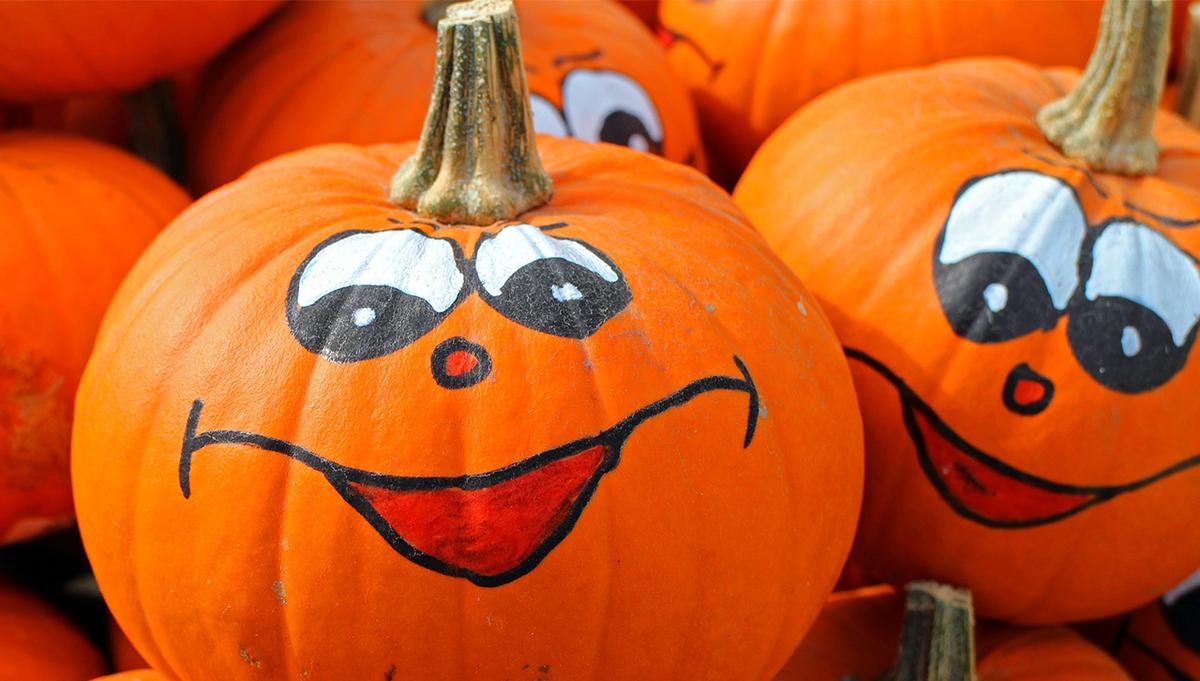 Pumpkins with painted faces
