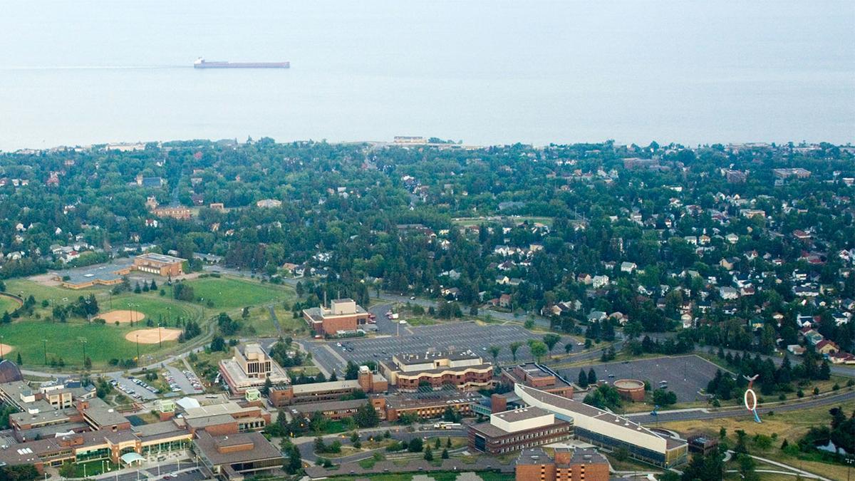 Aerial view of UMD and surrounding neighborhood