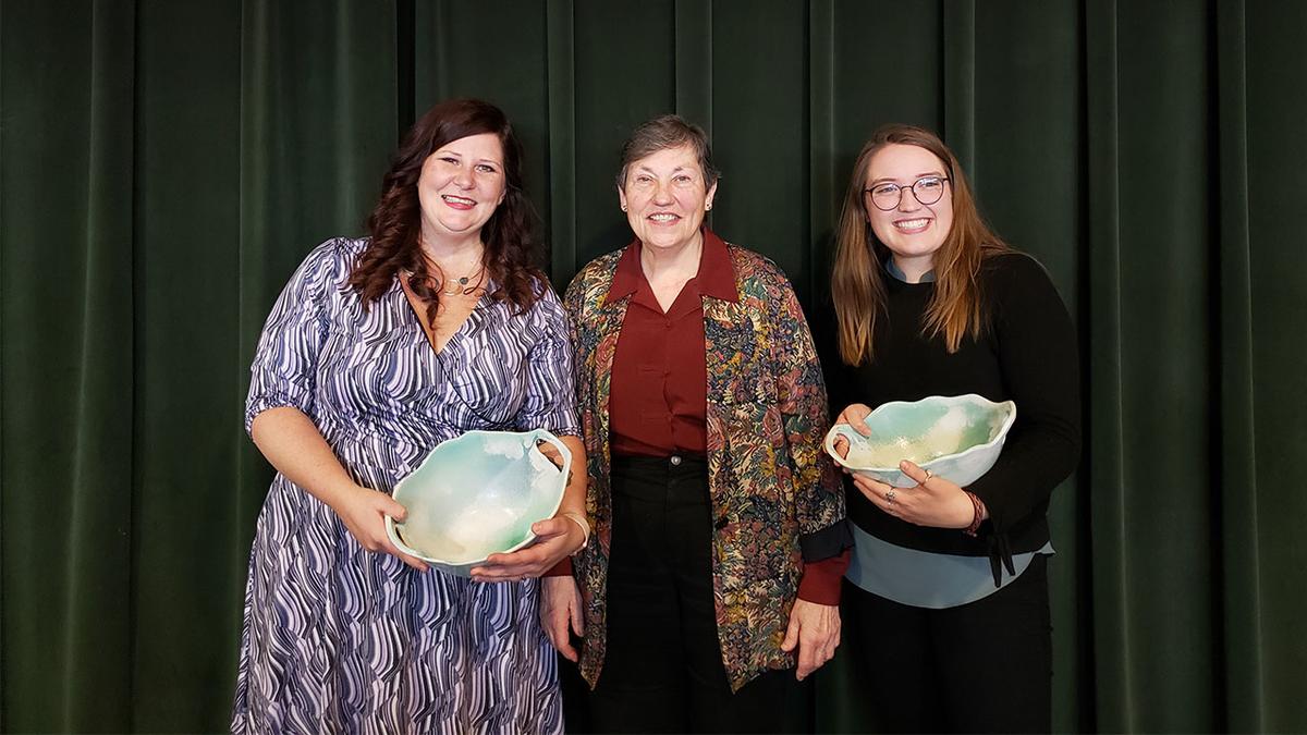 UMD 2019 Linda Larson Woman of the Year recipients: Becky Nelson and Lizzie Easter with Linda Larson