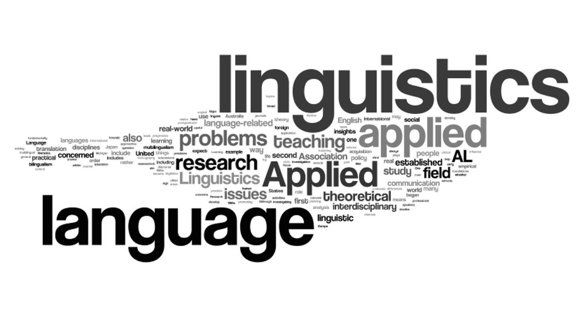 Word Cloud - Main words are: linguistics, applied, teaching, problems, research, language