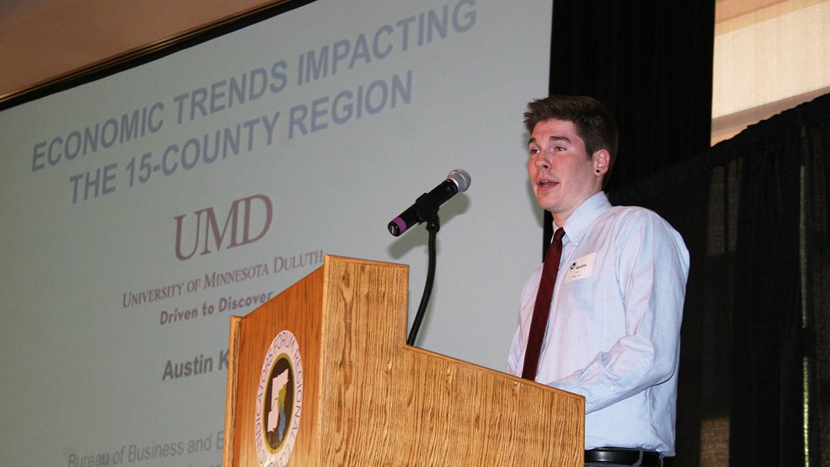 UMD student presenting at Regional Economic Indicators Forum
