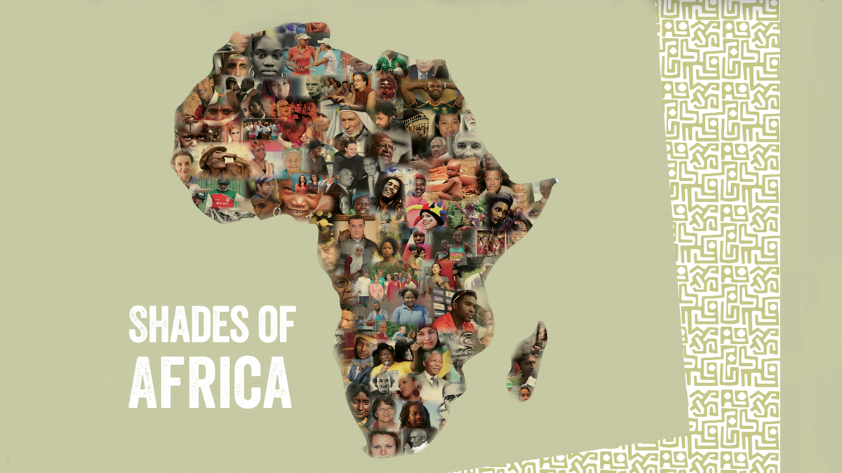 Map of Africa made up of many faces with text Shades of Africa
