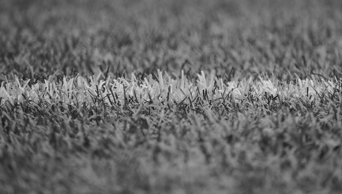 Black and white image of a football line