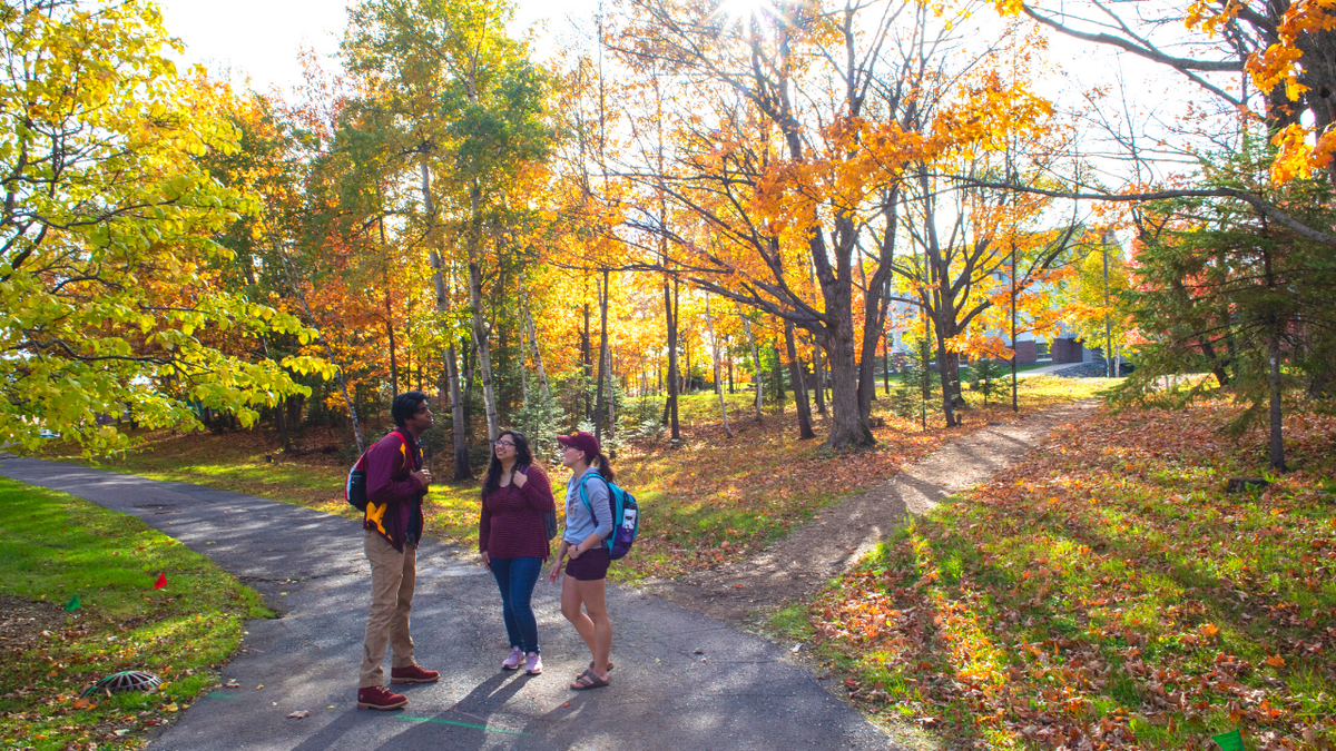 UMD students outside on campus in fall