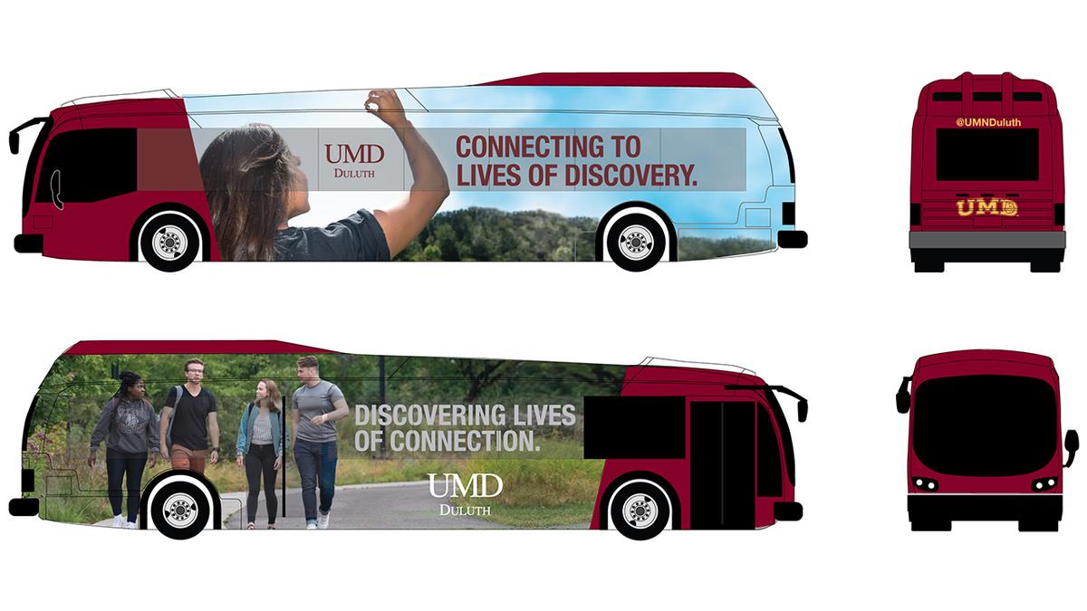 Artist rendering of UMD-wrapped electric bus