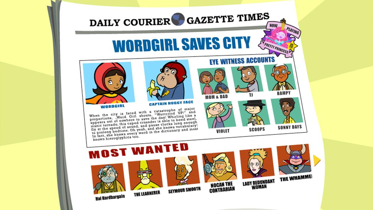 Screen shot of Word Girl showing several characters 