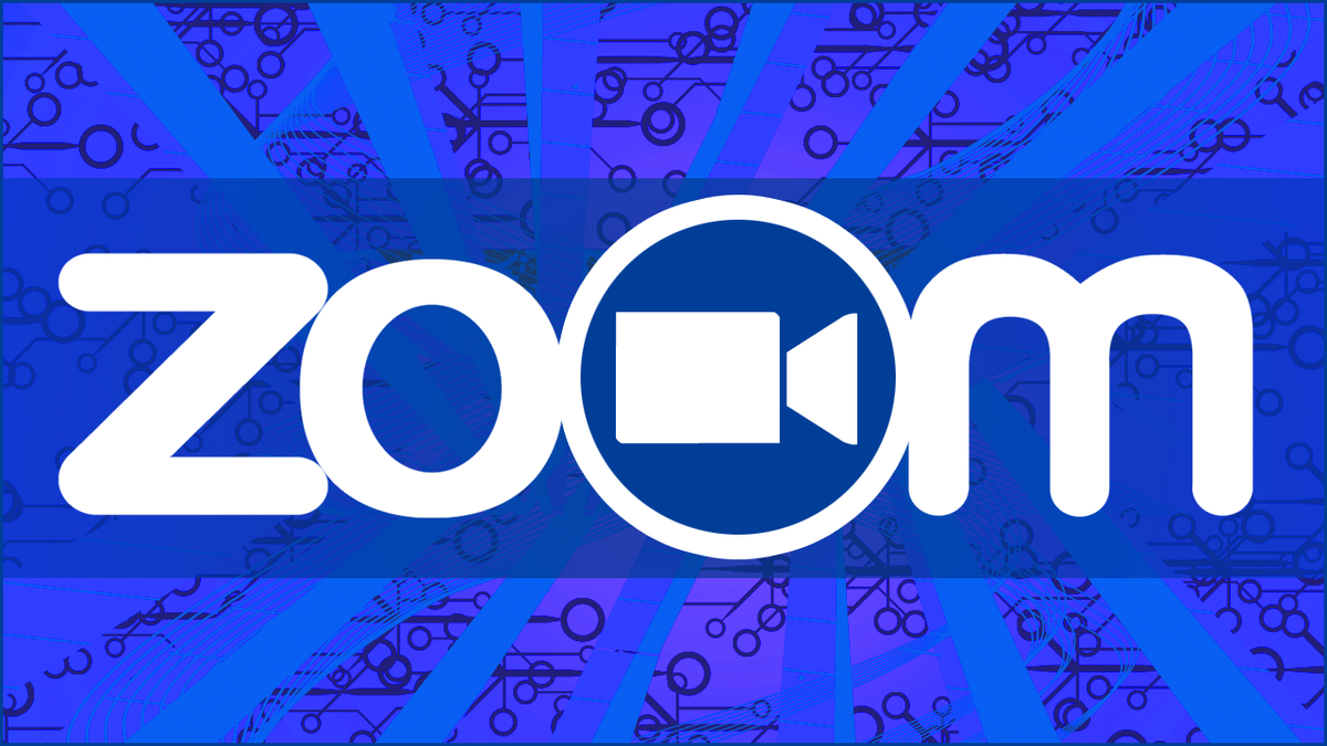 Blue background with the word Zoom