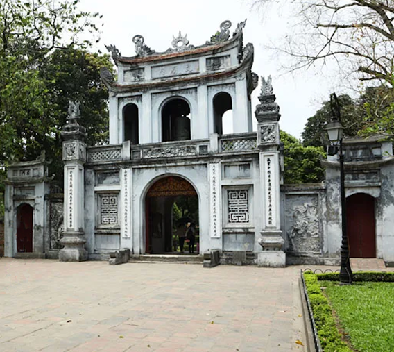 An ancient gateway to the Temple of Literature in Hanoi, Vietnam
