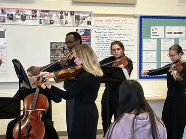 Classroom shot of the UMD Chamber Orchestra from their Fall 2022 tour in the Fargo/Moorhead area.