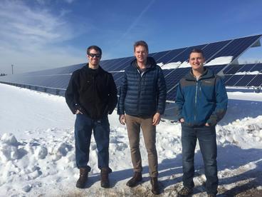 Students xxx, Aidan Fawcett, and xxx at the Fond du Lac Solar Farm