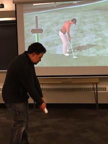 Ed Downs demonstrates a motioned-controlled golf game.