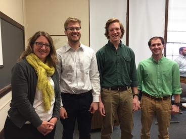 Jennifer Olson from TetraTech with students Erik Bye, Matt Bomback, and Gage Sachs,