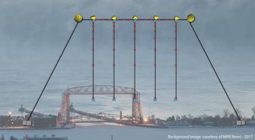 Duluth Minnesota Lift Bridge with Diagram of vertical cables