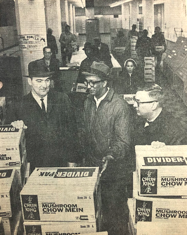 Maupins looks over a truckload of supplies from Duluth to support the civil rights movement in Mississippi.