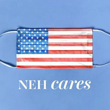 NEH Cares logo American flag mask