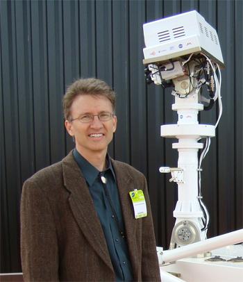 Roger Wiens with the Chem Cam, equipment that helps analyse the Mars formation
