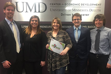 Big Frog Custom T-shirts & More of Duluth business owner Keli Casey (center) participated in the Marketing Student to Business Initiative.