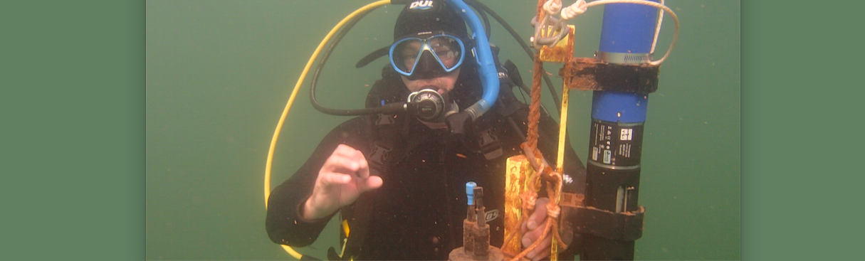 Underwater diver at the mooring site
